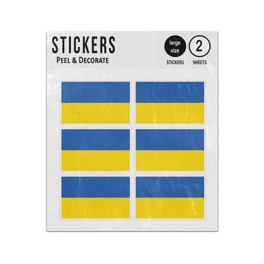 Picture of Flag Of Ukraine National Blue Yellow Bands Rectangle Shape Sticker Sheets Twin Pack
