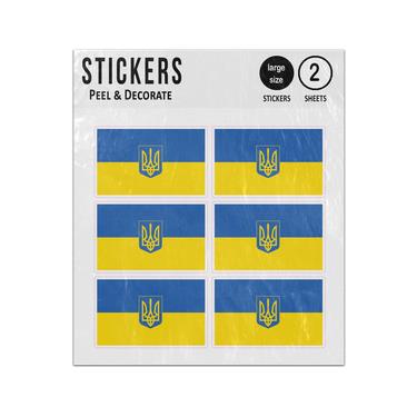 Picture of Flag Of Ukraine National Start Coat Of Arms Rectangle Shape Sticker Sheets Twin Pack