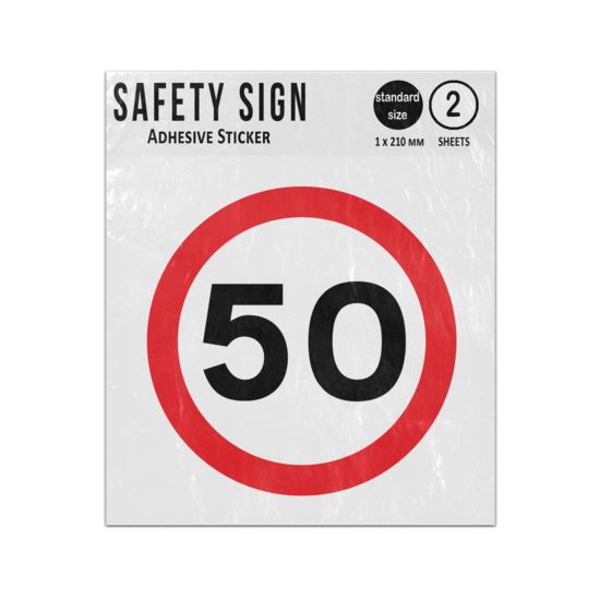 300mm Diameter 1 x Speed Restriction Sticker Limited to 50 MPH Decal 