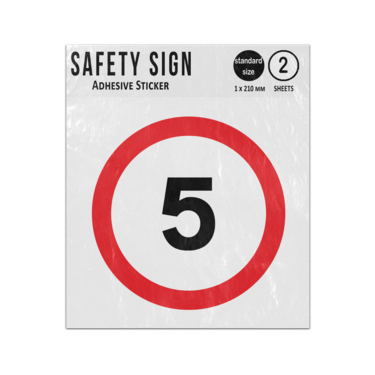 Picture of 5 Mph Five Red Circular Maximum Speed Limit Department Of Transport 670 40 Vinyl Sign