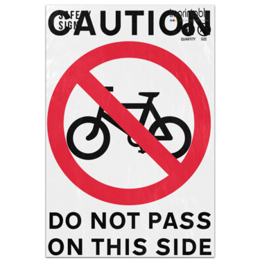 Picture of Cyclists Caution Do Not Pass On This Side Cycling Prohibited Red Circle Safety Sign