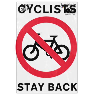 Picture of Cyclists Stay Back Do Not Pass Cycling Prohibited Red Circle Safety Sign