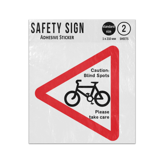 Picture of Caution Blind Spot Cyclist Please Take Care Warning Red Triangle Cycling Vinyl Sign