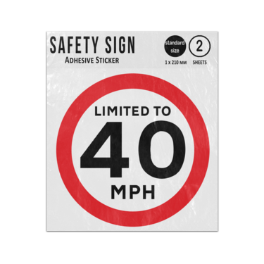 Picture of Vehicle Limited To 40 Mph Lgv Hgv Car Van Lorry Speed Limit Red Outer Circle Regulatory Vinyl Sign