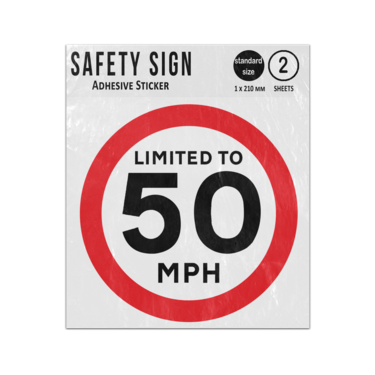 Picture of Vehicle Limited To 50 Mph Lgv Hgv Car Van Lorry Speed Limit Red Outer Circle Regulatory Vinyl Sign