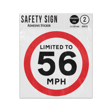 Picture of Vehicle Limited To 56 Mph Lgv Hgv Car Van Lorry Speed Limit Red Outer Circle Regulatory Vinyl Sign