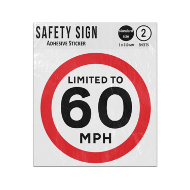Picture of Vehicle Limited To 60 Mph Lgv Hgv Car Van Lorry Speed Limit Red Outer Circle Regulatory Vinyl Sign