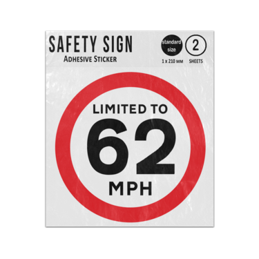Picture of Vehicle Limited To 62 Mph Lgv Hgv Car Van Lorry Speed Limit Red Outer Circle Regulatory Vinyl Sign