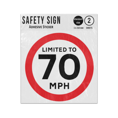 Picture of Vehicle Limited To 70 Mph Lgv Hgv Car Van Lorry Speed Limit Red Outer Circle Regulatory Vinyl Sign