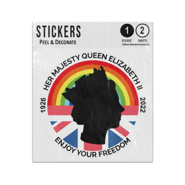 Picture of Her Majesty Queen Elizabeth II Enjoy Your Freedom Rainbow Sticker Sheets Twin Pack