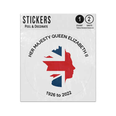 Picture of Her Majesty Queen Elizabeth II Union Flag 1926 2022 Sticker Sheets Twin Pack