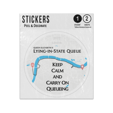 Picture of Queen Elizabeth Lying In State Queue Keep Calm Carry On Queueing Sticker Sheets Twin Pack