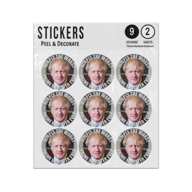 Picture of Boris Johnson Portrait Simply The Worst Prime Minister Ever Funny Sticker Sheets Twin Pack