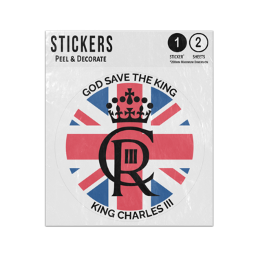 Picture of King Charles III God Save The King Union Flag CR Crown Sticker Sheets Twin Pack