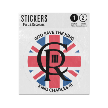 Picture of King Charles III God Save The King Union Flag CR Monogram Sticker Sheets Twin Pack