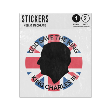 Picture of King Charles III God Save The King Union Flag CR Portrait Sticker Sheets Twin Pack