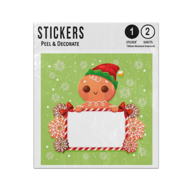 Picture of Christmas Gingerbread Man Holding Blank Banner Write Your Own Message Sticker Sheets Twin Pack