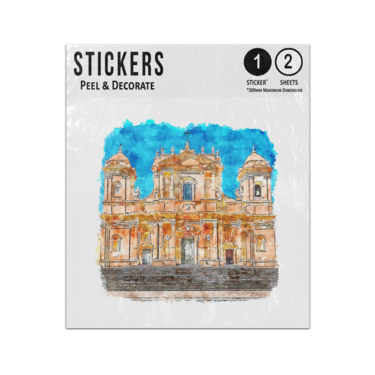 Picture of Cattedrale Di Noto Italy Watercolor Sketch Hand Drawn Illustration Sticker Sheets Twin Pack
