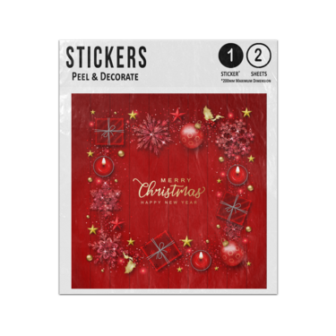 Picture of Merry Christmas New Year Realistic Traditional Decorations Sticker Sheets Twin Pack