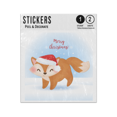 Picture of Cute Smiling Fox Wearing Christmas Hat Sticker Sheets Twin Pack