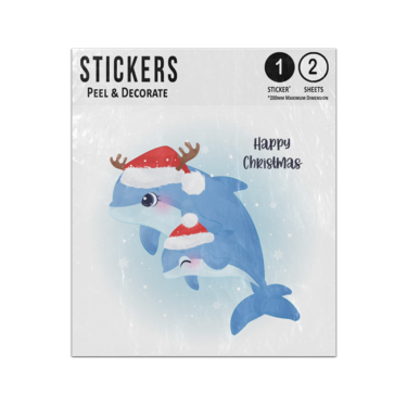 Picture of Cute Mummy And Baby Dolphin Wearing Christmas Hat Sticker Sheets Twin Pack