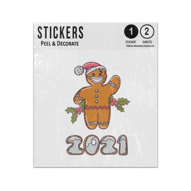 Picture of Christmas Gingerbread Man Wearing Face Covering Pandemic 2021 Sticker Sheets Twin Pack