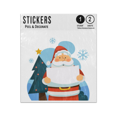 Picture of Santa Claus Holding Banner Write Your Own Message Sticker Sheets Twin Pack