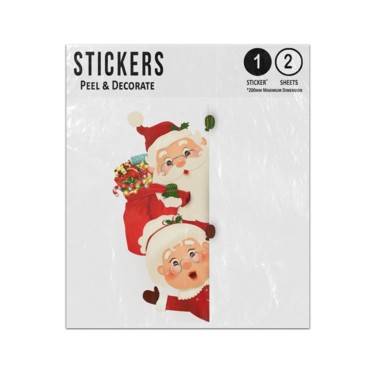 Picture of Mr and Mrs Santa Claus Waving Write Your Own Message Sticker Sheets Twin Pack