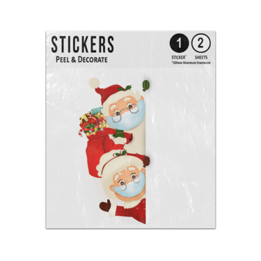 Picture of Mrs And Mrs Santa Claus Wearing Face Covering Write Your Own Message Sticker Sheets Twin Pack