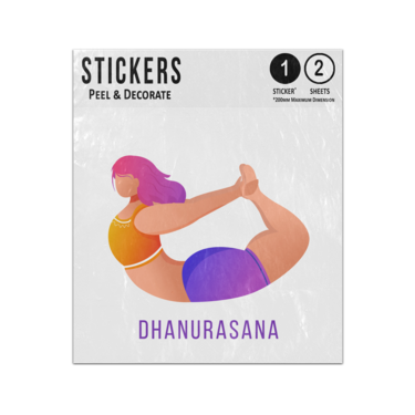 Picture of Dhanurasana Bow Pose Woman Yoga Fitness Physical Exercise Illustration Sticker Sheets Twin Pack